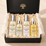 Complete Timeless Ritual: Hydration Veil, Everlight Continuum, Recovery Mist and Sacred Hours in a black Nana gift box