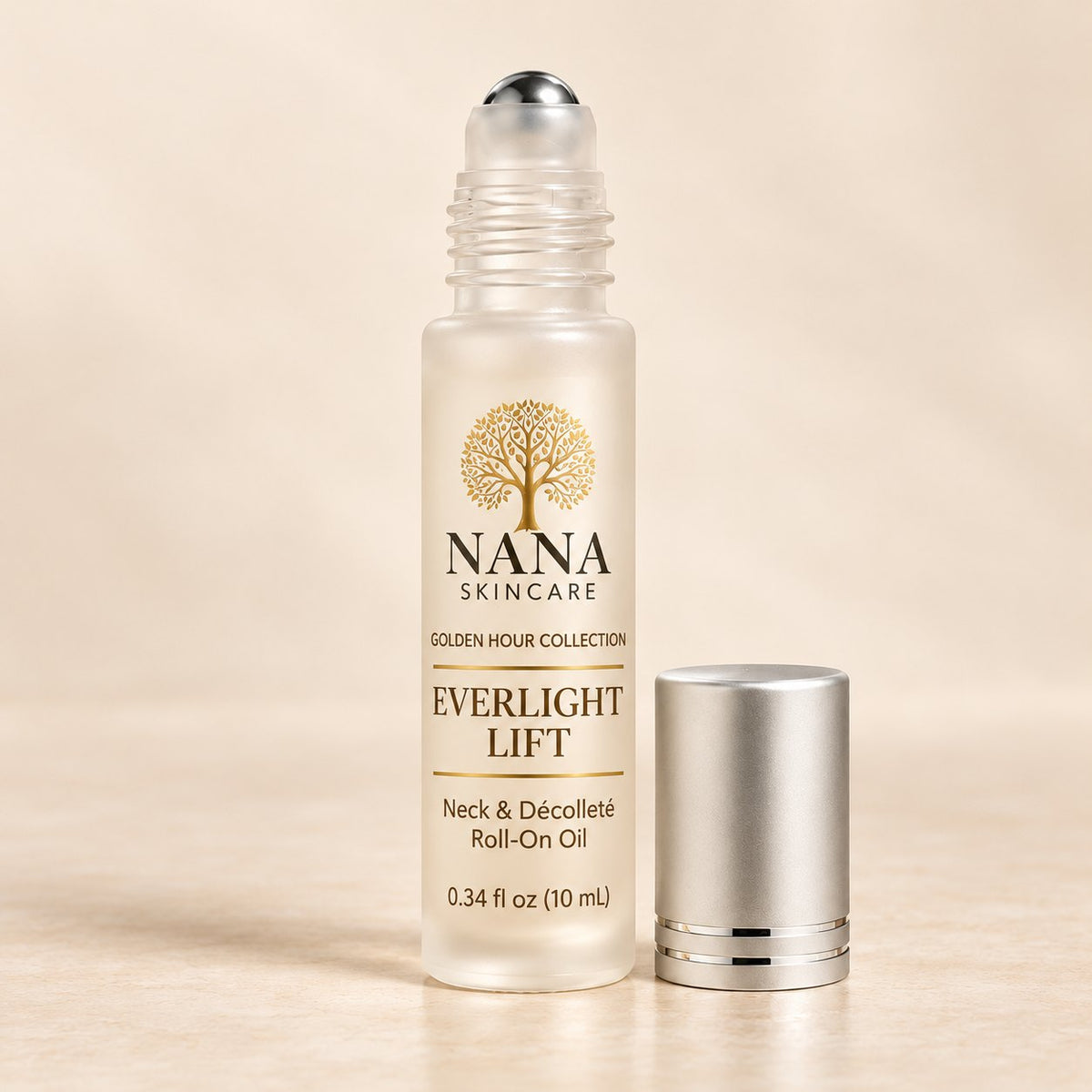 Everlight Lift neck and décolleté roll-on oil, 0.34 fl oz (10 mL), with its cap