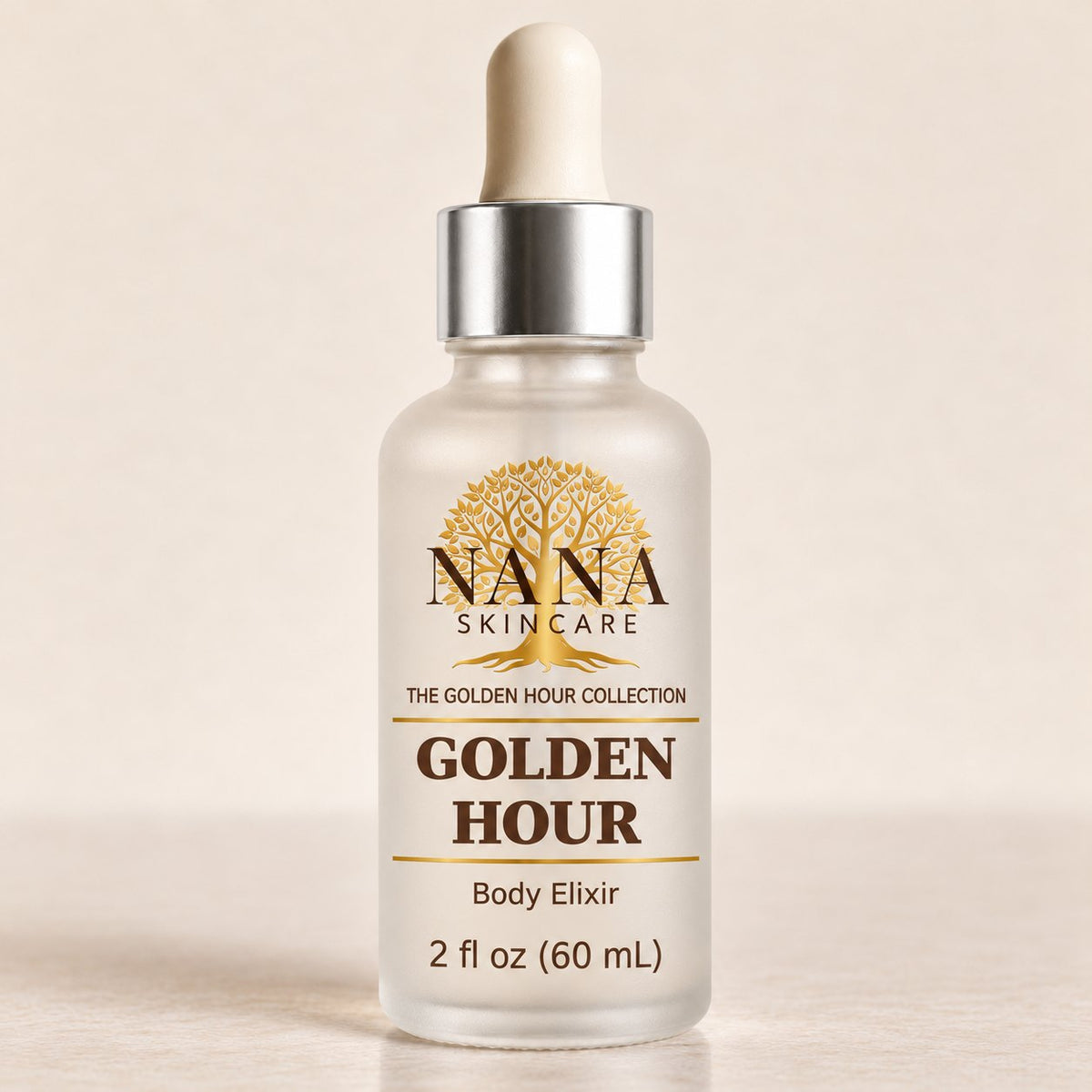Golden Hour Body Elixir, 2 fl oz (60 mL) frosted glass dropper bottle